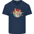 Drum Salute Drummer Drumming Mens V-Neck Cotton T-Shirt Navy Blue