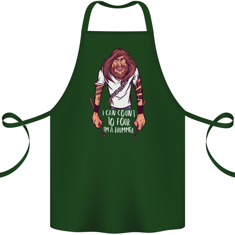 Drummer Count to 4 Funny Drumming Drum Cotton Apron 100% Organic Forest Green