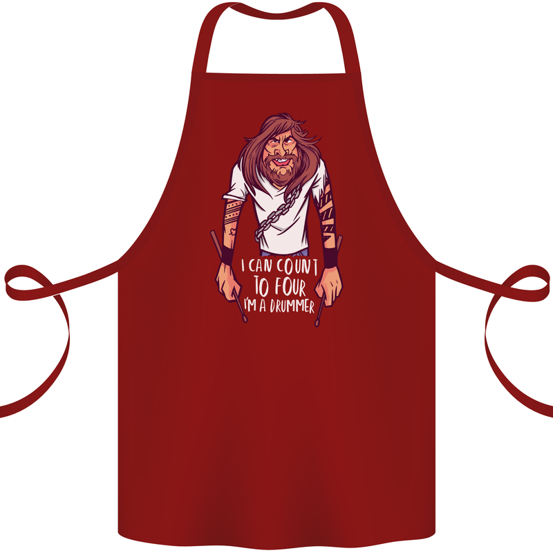 Drummer Count to 4 Funny Drumming Drum Cotton Apron 100% Organic Maroon