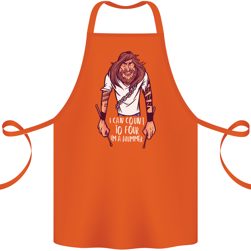Drummer Count to 4 Funny Drumming Drum Cotton Apron 100% Organic Orange