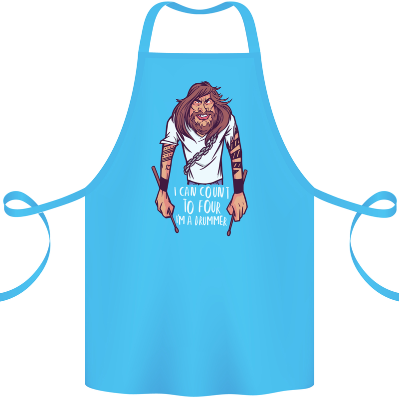 Drummer Count to 4 Funny Drumming Drum Cotton Apron 100% Organic Turquoise