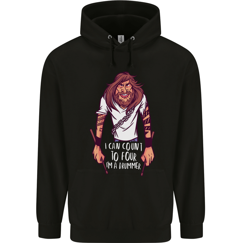 Drummer Count to 4 Funny Drumming Drum Mens 80% Cotton Hoodie Black