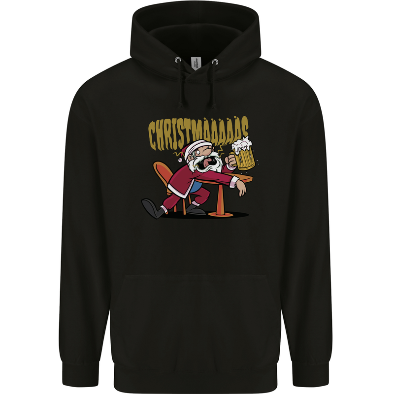 Drunk Santa Funny Christmas Alcohol Beer Xmas Childrens Kids Hoodie Black