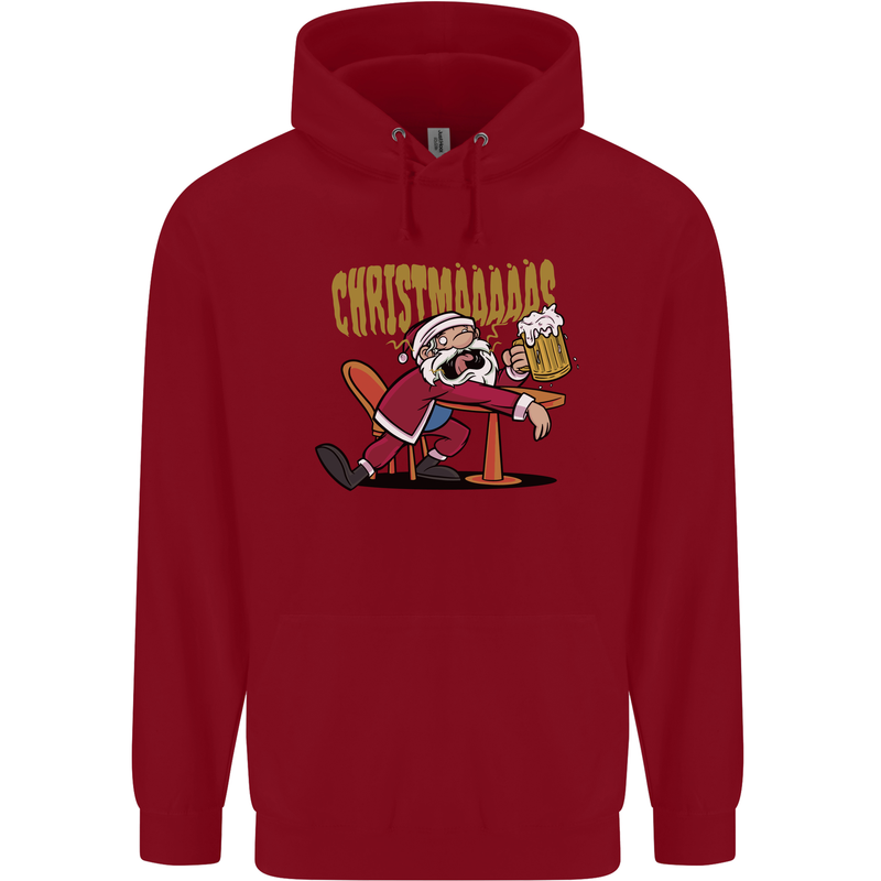 Drunk Santa Funny Christmas Alcohol Beer Xmas Childrens Kids Hoodie Red