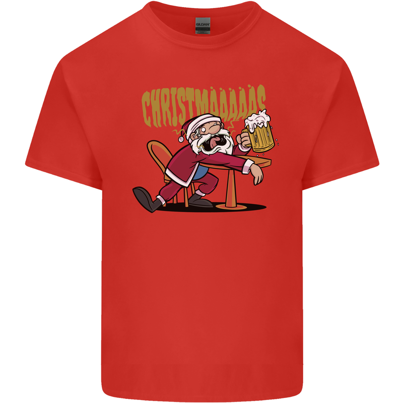 Drunk Santa Funny Christmas Alcohol Beer Xmas Mens Cotton T-Shirt Tee Top Red
