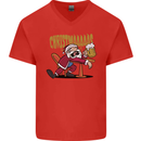 Drunk Santa Funny Christmas Alcohol Beer Xmas Mens V-Neck Cotton T-Shirt Red