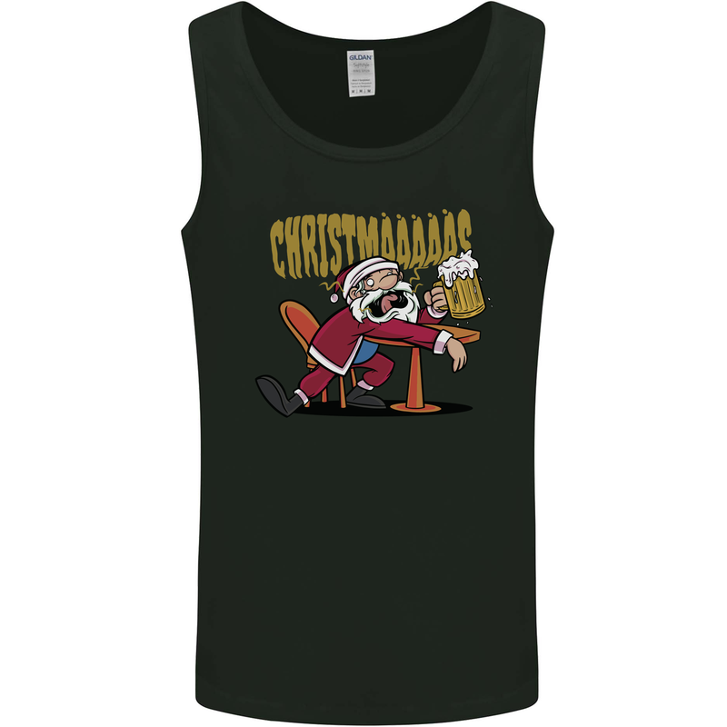 Drunk Santa Funny Christmas Alcohol Beer Xmas Mens Vest Tank Top Black