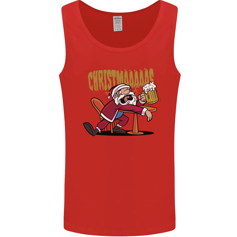 Drunk Santa Funny Christmas Alcohol Beer Xmas Mens Vest Tank Top Red