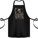 Dry Bones Skeleton Skull With Flowers & Bird Cotton Apron 100% Organic Black