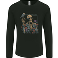 Dry Bones Skeleton Skull With Flowers & Bird Mens Long Sleeve T-Shirt Black