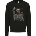 Dry Bones Skeleton Skull With Flowers & Bird Mens Sweatshirt Jumper Black