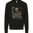 Dry Bones Skeleton Skull With Flowers & Bird Mens Sweatshirt Jumper Black