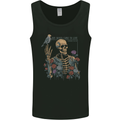 Dry Bones Skeleton Skull With Flowers & Bird Mens Vest Tank Top Black