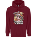 Dungeons & Axolotl Role Play Games RPG Mens 80% Cotton Hoodie Maroon