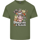 Dungeons & Axolotl Role Play Games RPG Mens Cotton T-Shirt Tee Top Military Green