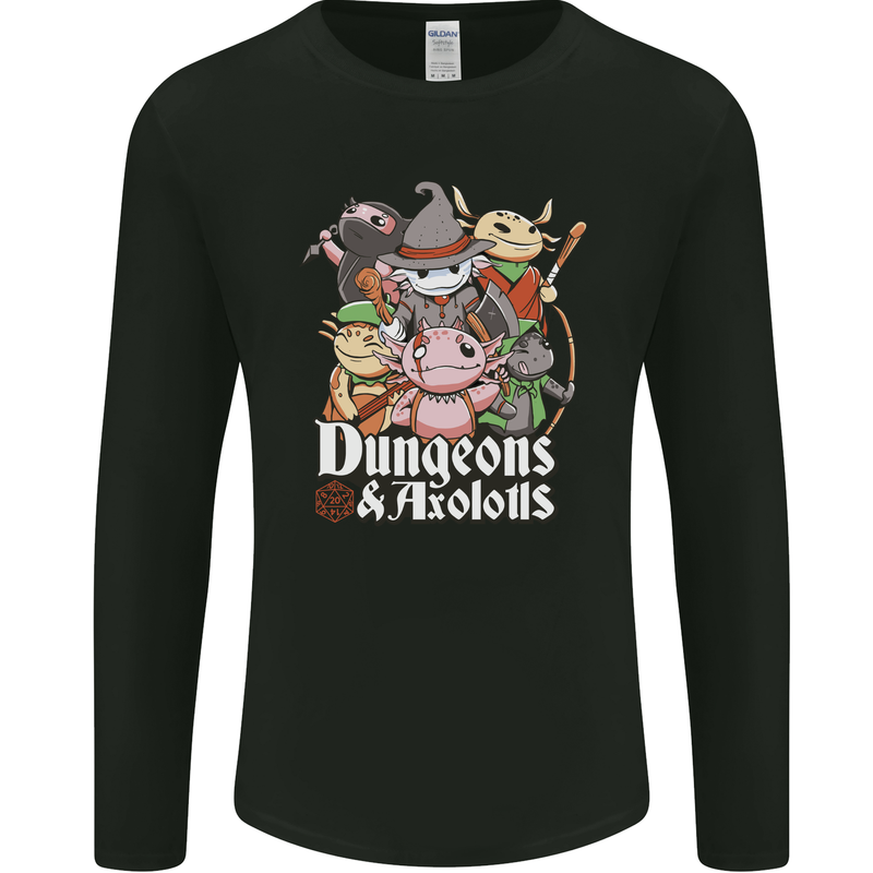 Dungeons & Axolotl Role Play Games RPG Mens Long Sleeve T-Shirt Black