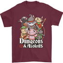 Dungeons & Axolotl Role Play Games RPG Mens T-Shirt 100% Cotton Maroon