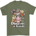 Dungeons & Axolotl Role Play Games RPG Mens T-Shirt 100% Cotton Military Green