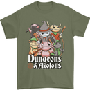 Dungeons & Axolotl Role Play Games RPG Mens T-Shirt 100% Cotton Military Green
