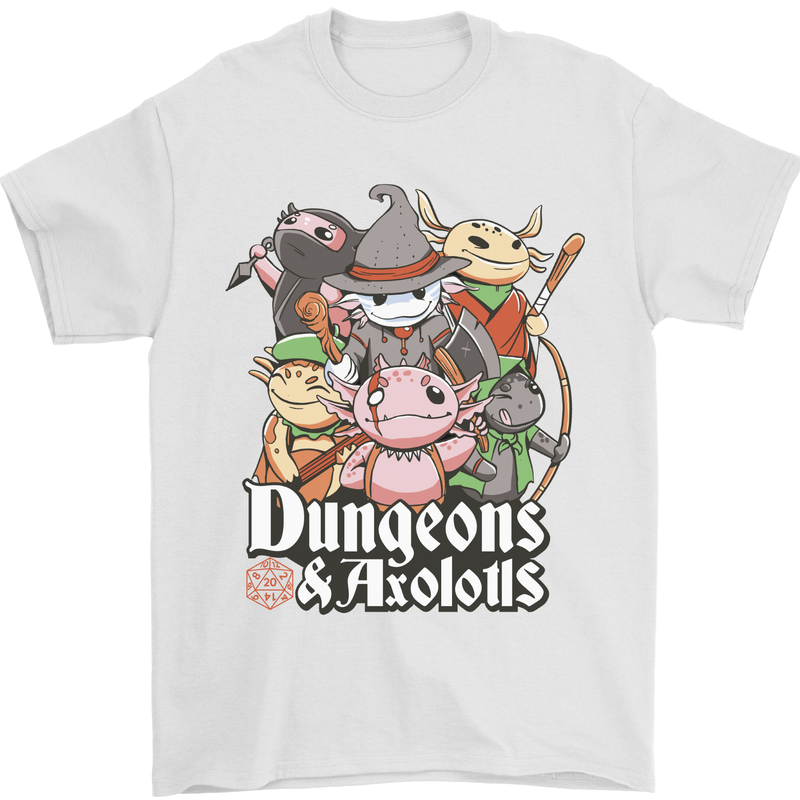 Dungeons & Axolotl Role Play Games RPG Mens T-Shirt 100% Cotton White