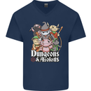 Dungeons & Axolotl Role Play Games RPG Mens V-Neck Cotton T-Shirt Navy Blue
