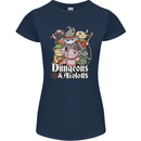 Dungeons & Axolotl Role Play Games RPG Womens Petite Cut T-Shirt Navy Blue