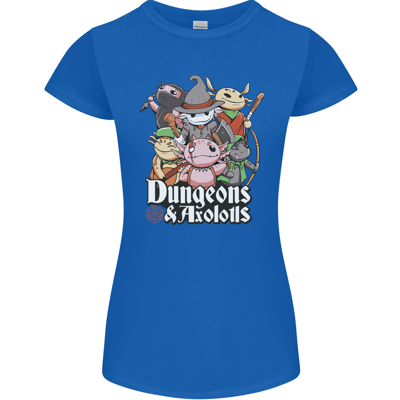 Dungeons & Axolotl Role Play Games RPG Womens Petite Cut T-Shirt Royal Blue