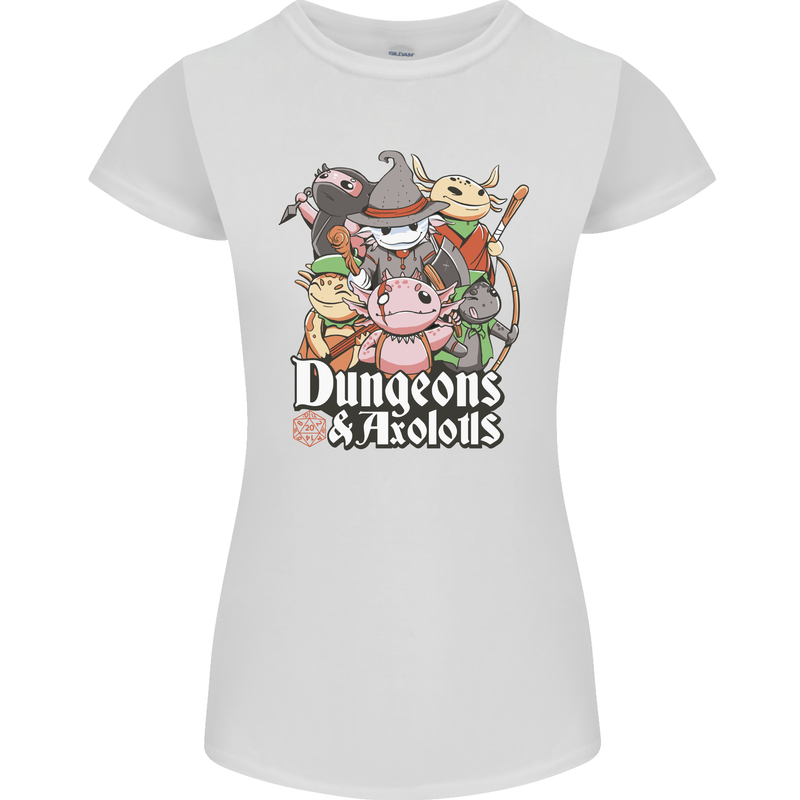 Dungeons & Axolotl Role Play Games RPG Womens Petite Cut T-Shirt White