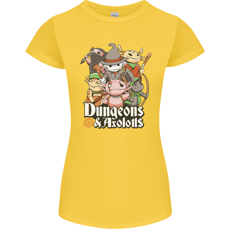 Dungeons & Axolotl Role Play Games RPG Womens Petite Cut T-Shirt Yellow