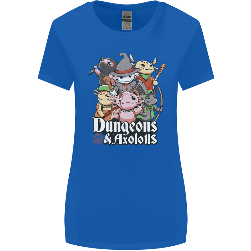 Dungeons & Axolotl Role Play Games RPG Womens Wider Cut T-Shirt Royal Blue