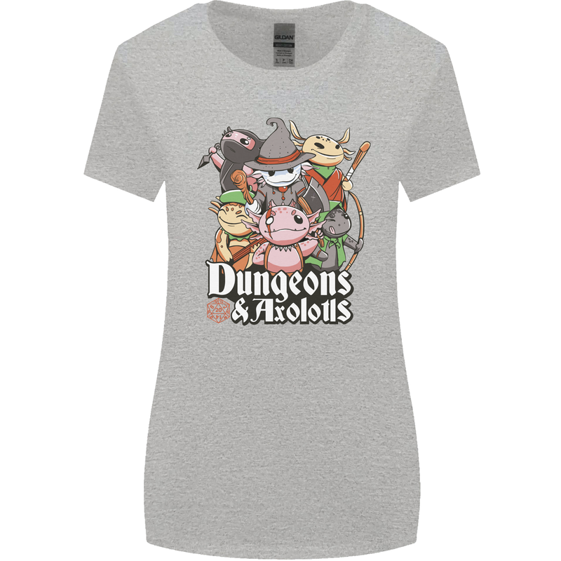 Dungeons & Axolotl Role Play Games RPG Womens Wider Cut T-Shirt Sports Grey