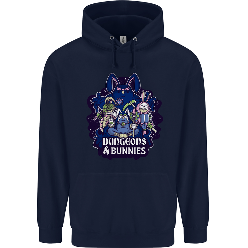 Dungeons & Bunnies Role Play Games RPG Mens 80% Cotton Hoodie Navy Blue