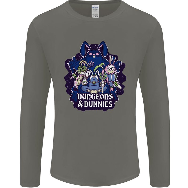 Dungeons & Bunnies Role Play Games RPG Mens Long Sleeve T-Shirt Charcoal