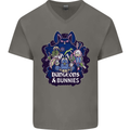 Dungeons & Bunnies Role Play Games RPG Mens V-Neck Cotton T-Shirt Charcoal