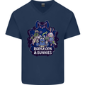 Dungeons & Bunnies Role Play Games RPG Mens V-Neck Cotton T-Shirt Navy Blue