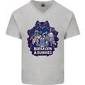 Dungeons & Bunnies Role Play Games RPG Mens V-Neck Cotton T-Shirt Sports Grey