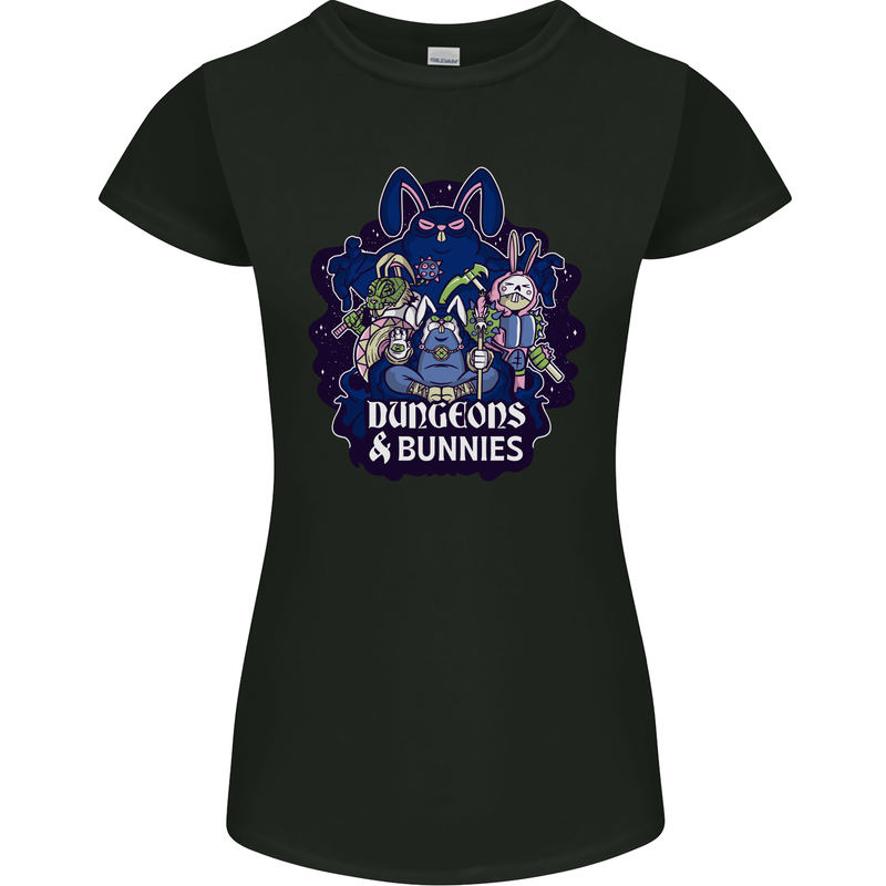 Dungeons & Bunnies Role Play Games RPG Womens Petite Cut T-Shirt Black