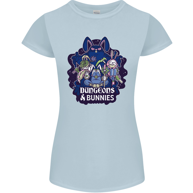 Dungeons & Bunnies Role Play Games RPG Womens Petite Cut T-Shirt Light Blue