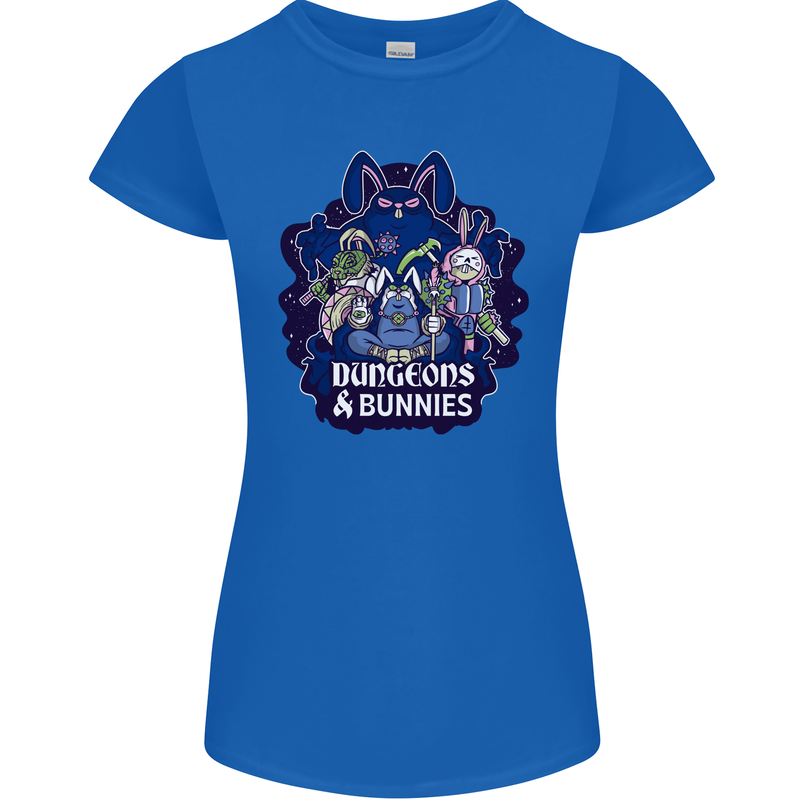 Dungeons & Bunnies Role Play Games RPG Womens Petite Cut T-Shirt Royal Blue