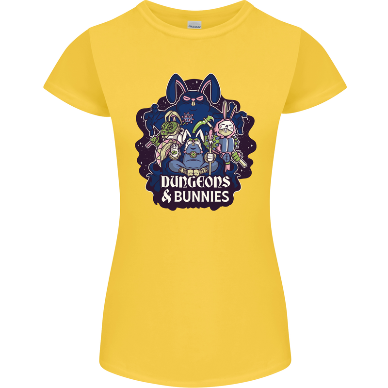 Dungeons & Bunnies Role Play Games RPG Womens Petite Cut T-Shirt Yellow