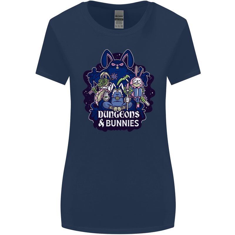 Dungeons & Bunnies Role Play Games RPG Womens Wider Cut T-Shirt Navy Blue