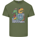 Dungeons & Dinosaurs Funny T-Rex Mens Cotton T-Shirt Tee Top Military Green