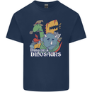 Dungeons & Dinosaurs Funny T-Rex Mens Cotton T-Shirt Tee Top Navy Blue