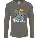 Dungeons & Dinosaurs Funny T-Rex Mens Long Sleeve T-Shirt Charcoal