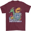 Dungeons & Dinosaurs Funny T-Rex Mens T-Shirt 100% Cotton Maroon