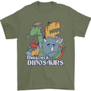 Dungeons & Dinosaurs Funny T-Rex Mens T-Shirt 100% Cotton Military Green