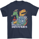 Dungeons & Dinosaurs Funny T-Rex Mens T-Shirt 100% Cotton Navy Blue