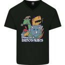 Dungeons & Dinosaurs Funny T-Rex Mens V-Neck Cotton T-Shirt Black