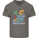 Dungeons & Dinosaurs Funny T-Rex Mens V-Neck Cotton T-Shirt Charcoal