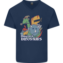 Dungeons & Dinosaurs Funny T-Rex Mens V-Neck Cotton T-Shirt Navy Blue